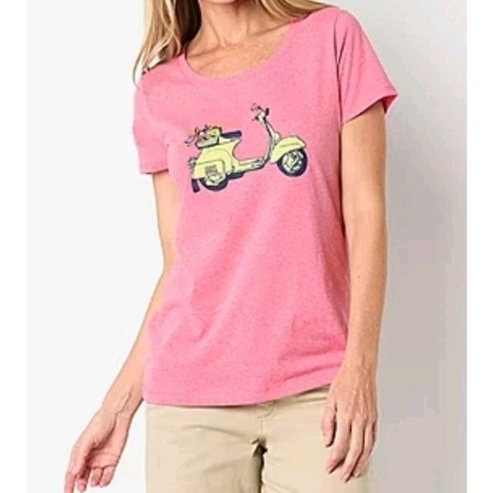 NWT Women's St. John's Bay Vespa Scooter Crewneck Tee Top Size M